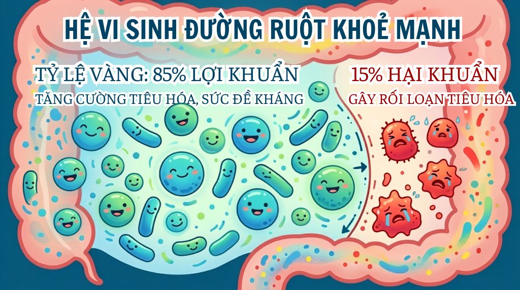 Bổ sung lợi khuẩn giúp cân bằng hệ vi sinh đường ruột
