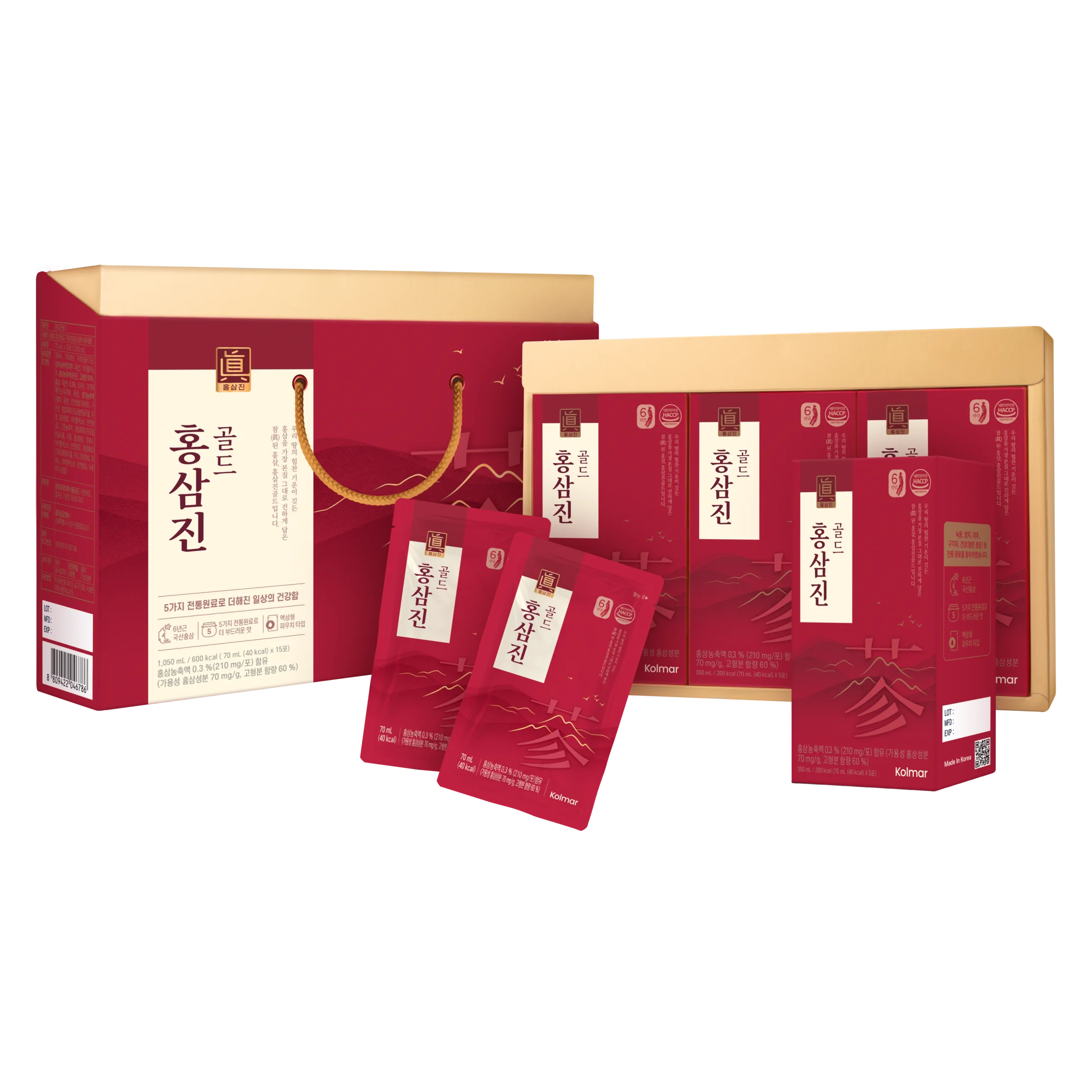 Thực phẩm bảo vệ sức khỏe Nước hồng sâm HONGSAMJIN GOLD Hộp 15 gói 70ml