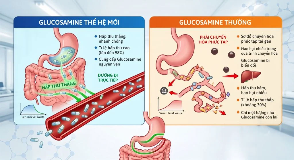 So sánh ưu nhược điểm của glucosamine thế hệ mới
