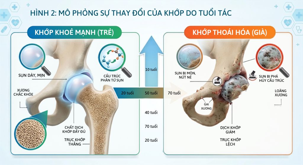 Sự thay đổi của cấu trúc xương khớp theo tuổi tác